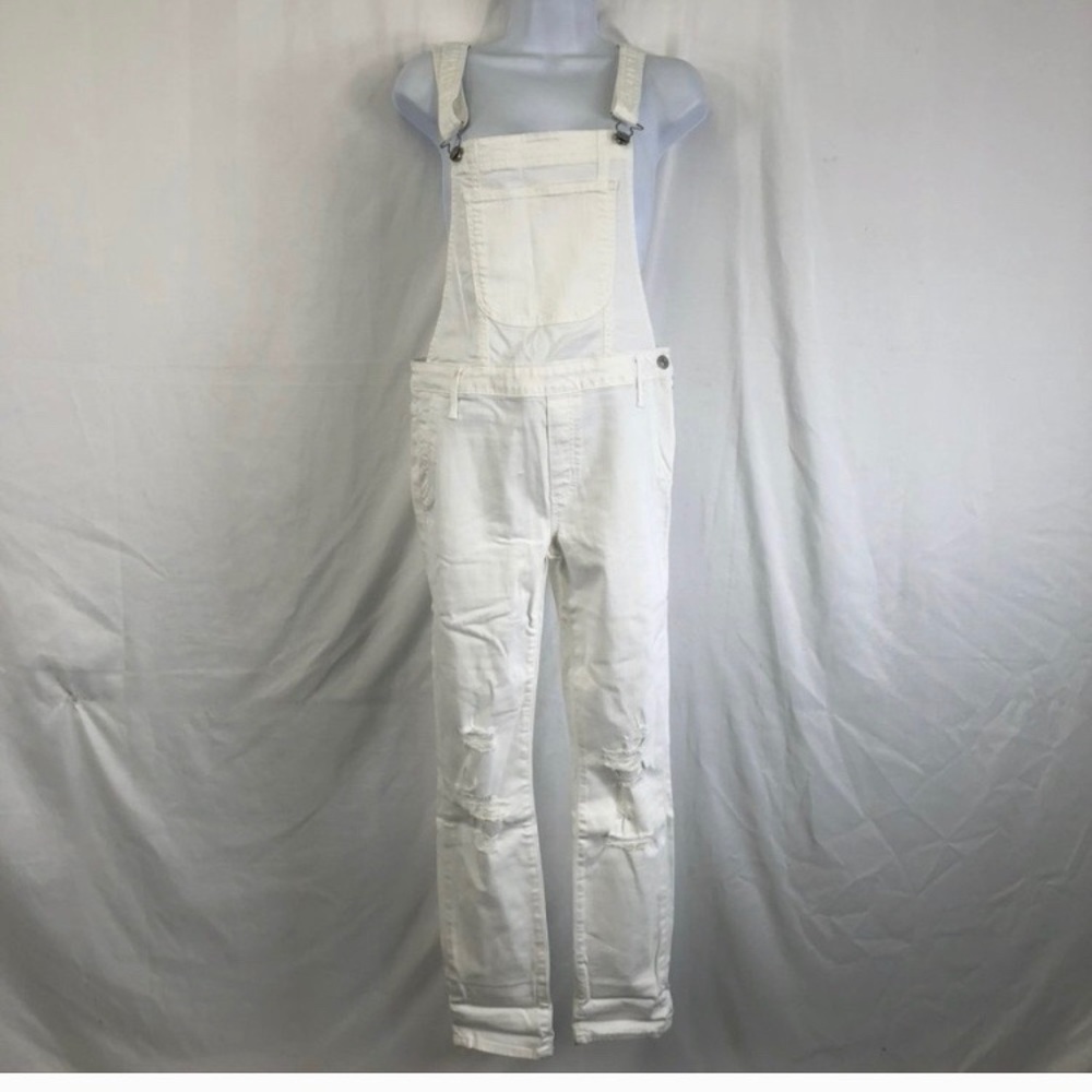White denim overalls